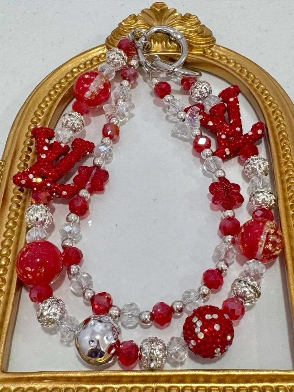 New Red Beaded Phone Chain